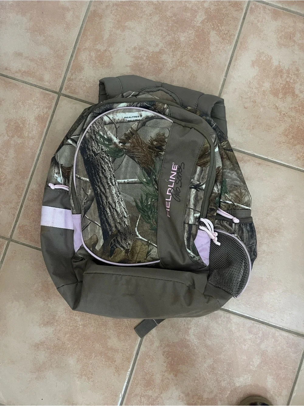 Realtree Camo Backpack with Light Pink Accents